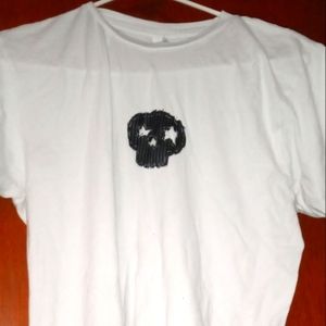Star eyed pinstripe skull shirt